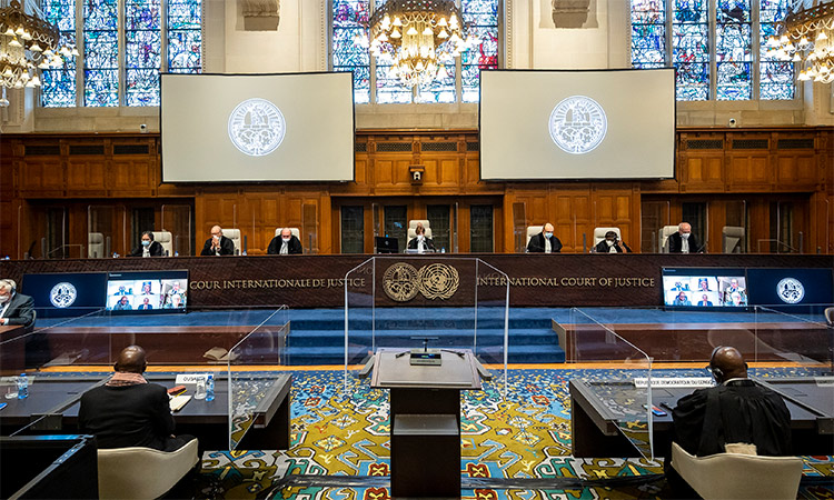 The International Court of Justice announcing its verdict in the case of DR Congo v. Uganda.