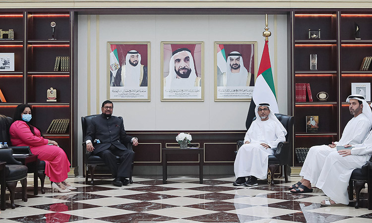 Top officials from UAE and Mauritius during the meeting.