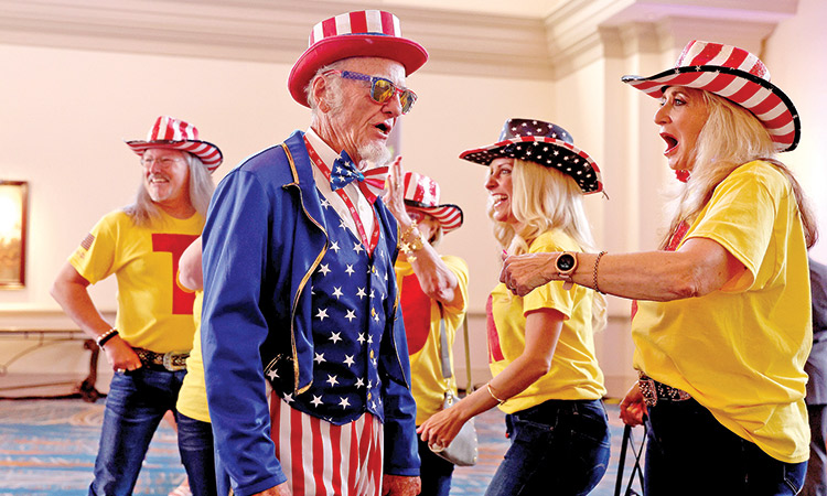 Duane Schwingel and a group of Trump supporters attend the Conservative Political Action Conference at The Rosen Shingle Creek in Orlando, Florida.  Agence France-Presse