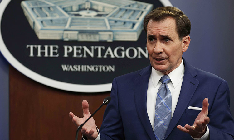 Pentagon Press Secretary John Kirby conducts a news briefing at the Pentagon in Arlington, Virginia. AFP