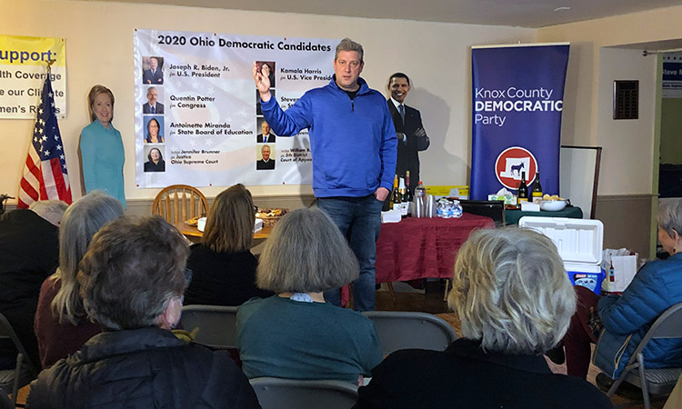 Ohio Rep. Tim Ryan speaks at a campaign event at the Knox County Democratic Party office in Mount Vernon, Ohio.  Associated Press
