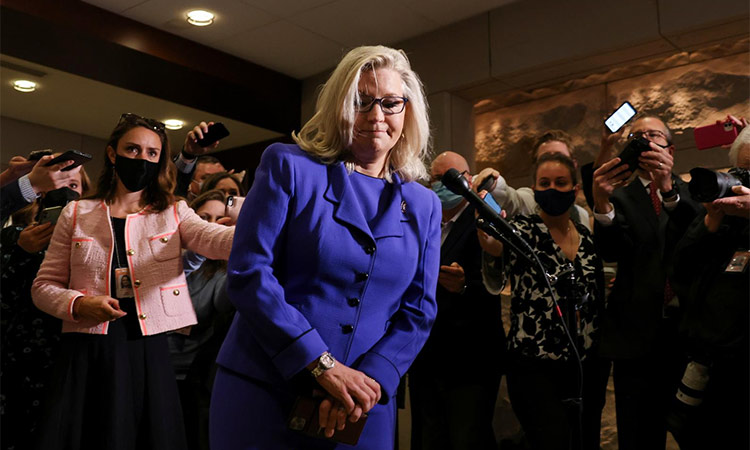Liz Cheney arrives on Capitol Hill in Washington. Reuters