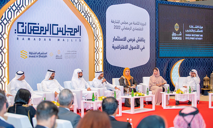 A panel discussion is in progress at the Sharjah Economic Ramadan  Majlis in Sharjah.