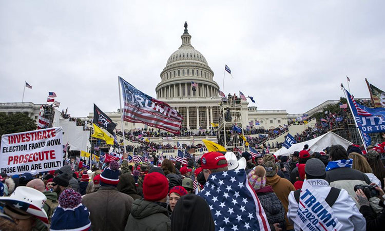 Rioters loyal to former president Donald Trump rally at the US Capitol in Washington. File/AP