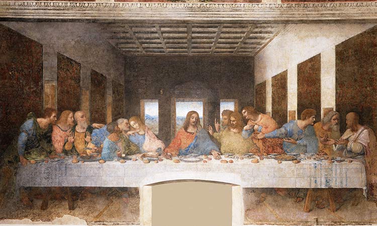 Leonardo da Vinci’s painting ‘The Last Supper’ was painted between 1492 and 1498 on the dining hall wall at the convent of Santa Maria delle Grazie, in Milan, Italy.
