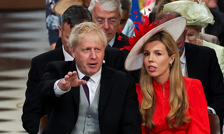 Boris Johnson and his wife Carrie Johnson attend the National Service of Thanksgiving at St Paul’s Cathedral, London. Tribune News Service