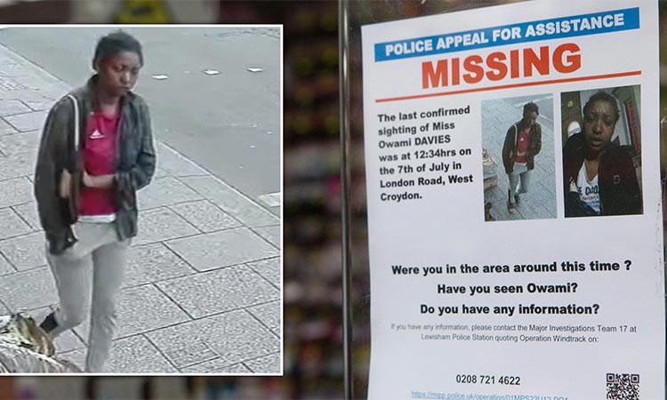A missing notice gives out information about Owami Davies.
