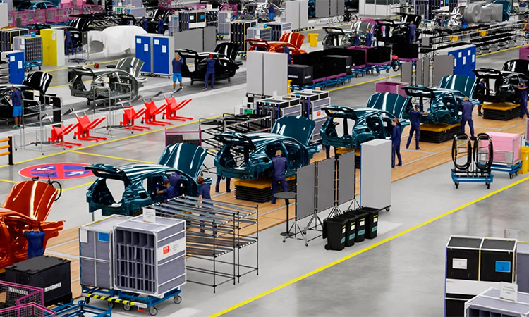 BMW vehicles are being assembled on the factory’s production line.