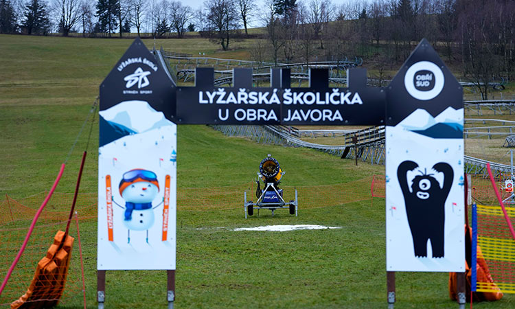 View of a closed ski slope at a ski resort near Liberec, Czech Republic, on Jan. 5, 2023.  Associated Press