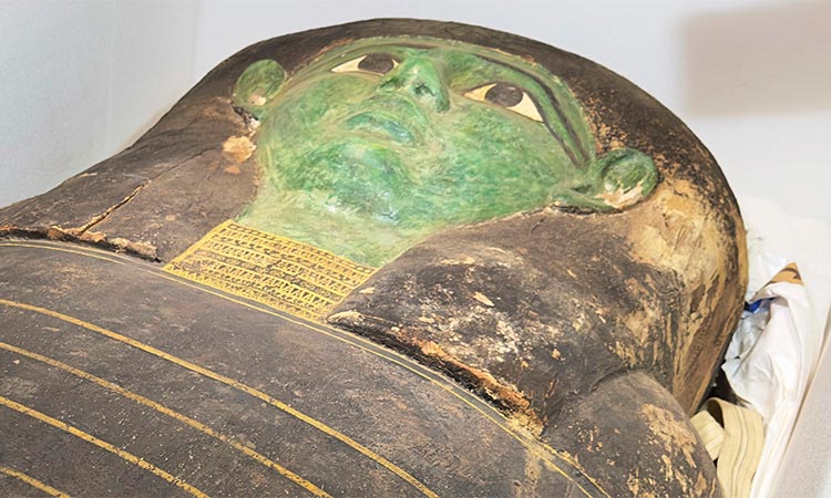 The 9.5 feet tall sarcophagus is said to belong to an ancient Egyptian priest.