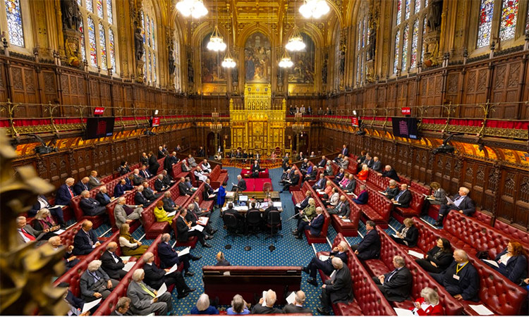 An inside view of the House of Lords.