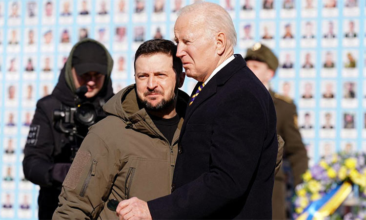 Joe Biden affirmed America’s ‘unwavering and unflagging commitment to Ukraine’s democracy, sovereignty, and territorial integrity’ during the US President’s surprise visit to Kyiv. (AP/Twitter)