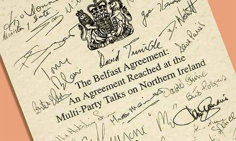 The Good Friday agreement was signed by Tony Blair and Taoiseach Bertie Ahern on April 10 1998. (Image PA)