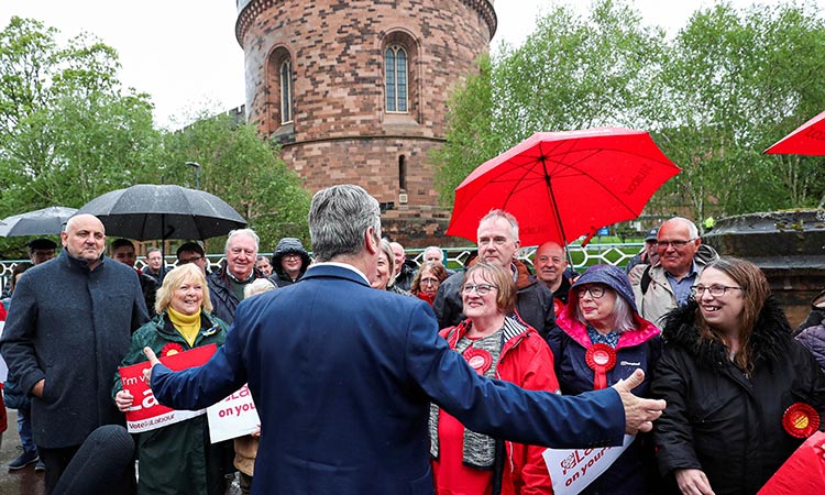 Britain’s Labour leader Keir Starmer speaks with people at an event celebrating the results of the 2022 local elections in Carlisle, Britain.  File/Reuters