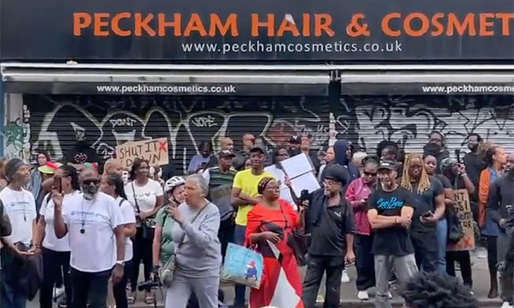 Protests have been held outside the shop since footage of the incident went viral online.