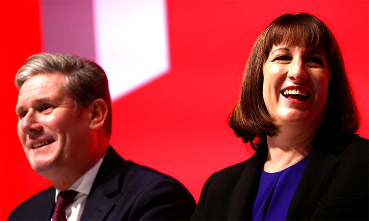 Britain's Shadow Chancellor of the Exchequer Rachel Reeves and Britain's Labour Party leader Keir Starmer attend Britain's Labour Party's annual conference in Liverpool, Britain. File/Reuters 