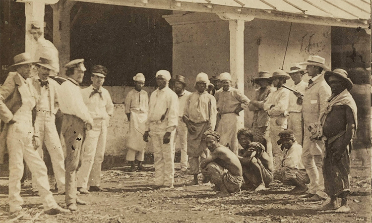 Enslaved African and Yucatecan Indian labourers, on a plantation in Cuba, photographed in 1863. Courtesy of the Cuban Heritage Collection, University of Miami Libraries