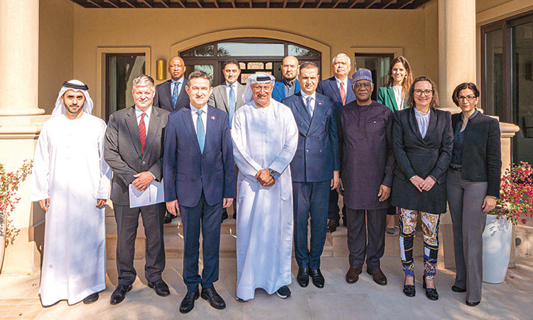 Dignitaries pose for group photo in  Abu Dhabi on Wednesday.