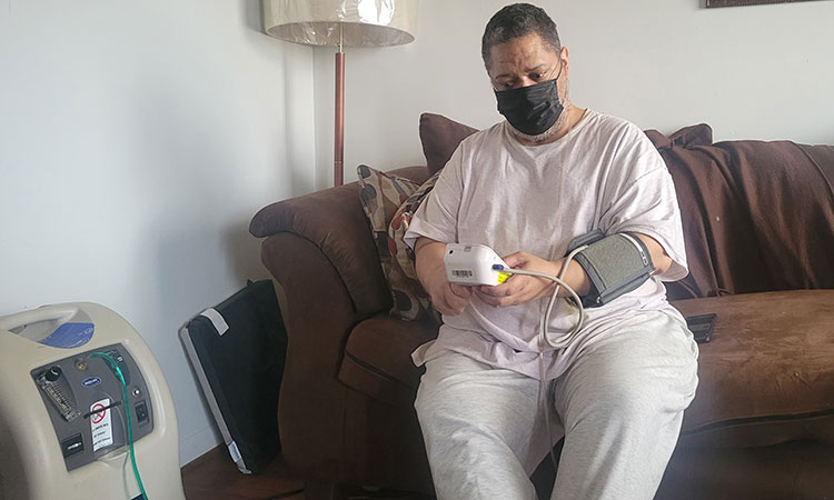 Giovonne Branison has been monitoring his blood pressure, weight, and oxygen levels, with the measurements automatically sent to nurses at Frederick Health, a health system based in Frederick, Maryland. TNS