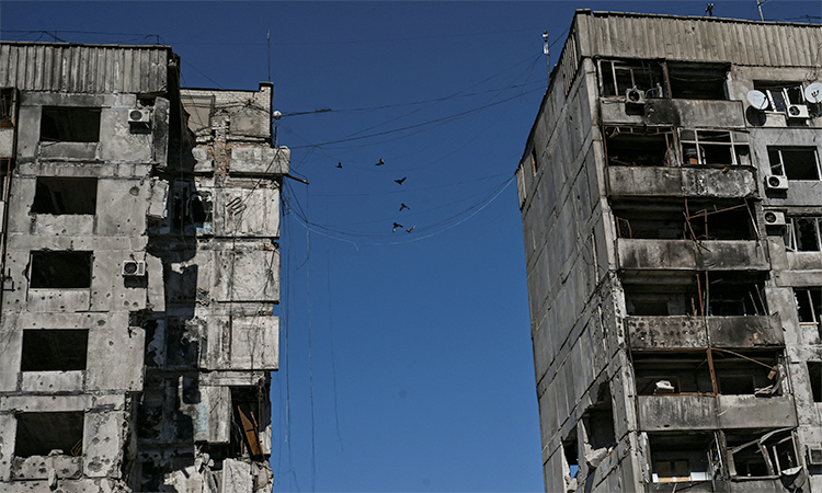 A view shows heavily damaged apartment buildings in the frontline town of Orikhiv in Zaporizhzhia region, Ukraine. Reuters