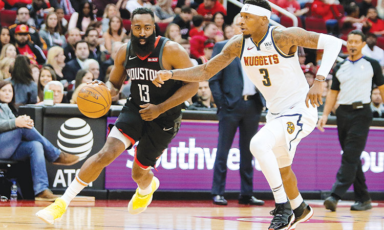 Harden, Westbrook combine to stop Nuggets; Pacers down 76ers