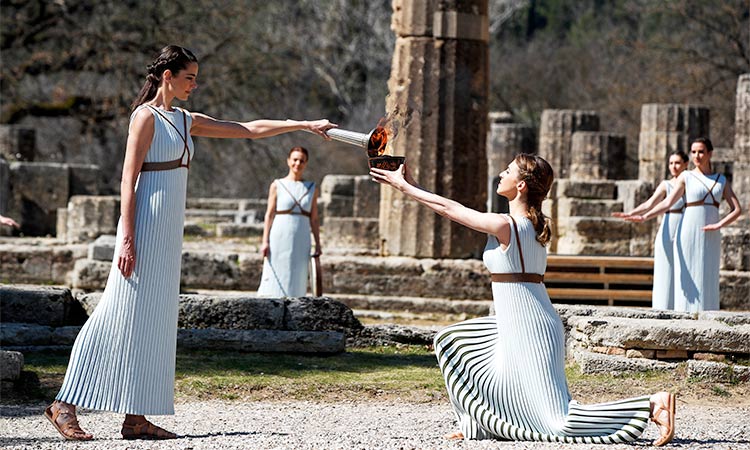 Flame for 2020 Tokyo Olympics lit in ancient Olympia amid virus ...