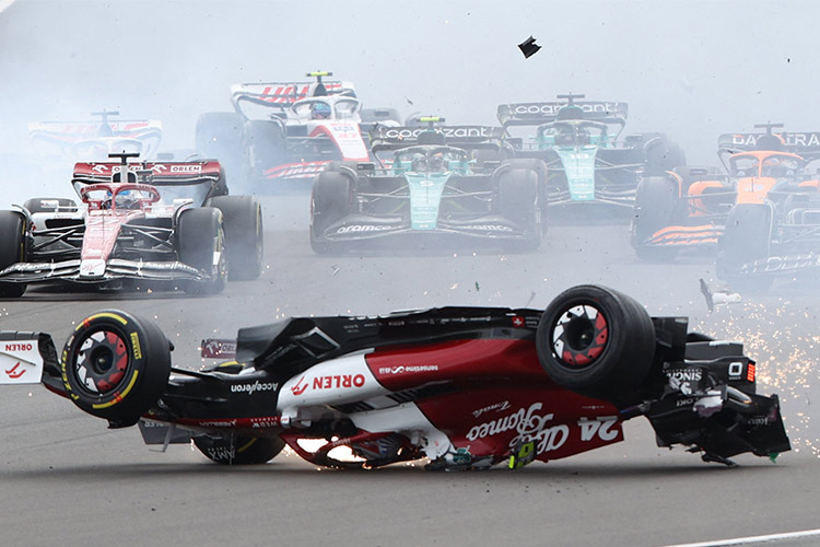 VIDEO F1’s Zhou Guanyu escapes serious injury after multicar crash at