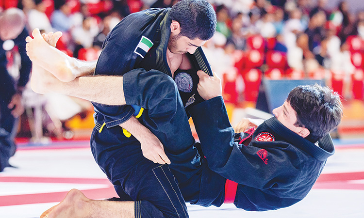 Participants in action during the 15th Abu Dhabi World Professional Jiu-Jitsu Championship.