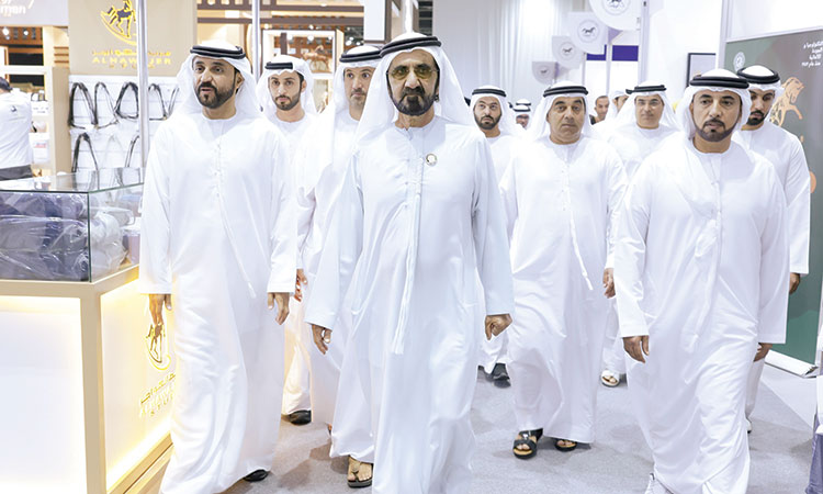 Sheikh Mohammed takes a tour of the 17th Dubai International Horse Fair at Dubai World Trade Centre.  WAM