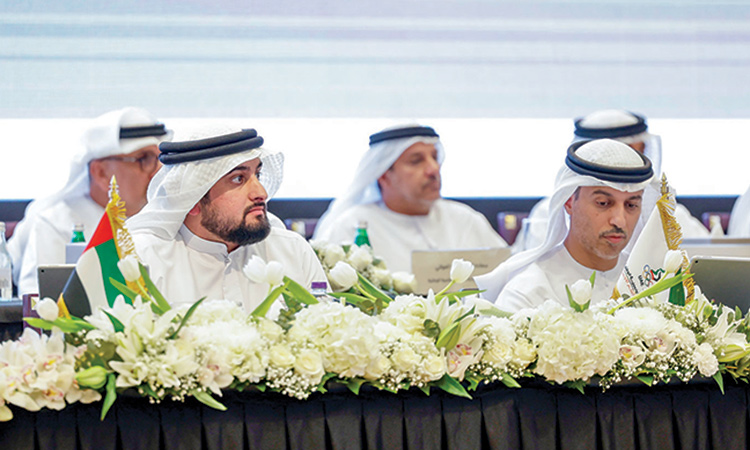 Sheikh Ahmed and other UAE National Olympic Committee officials during the meeting.
