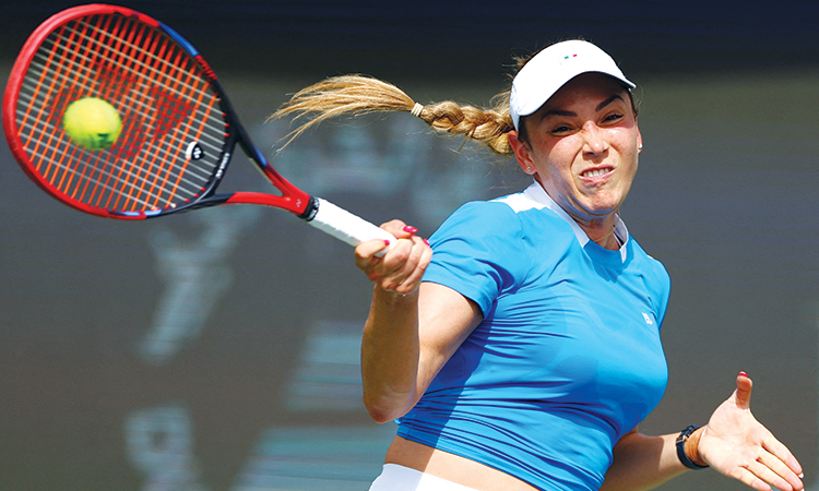 Donna Vekic in action against Aryna Sabalenka during their Dubai Open match. Reuters