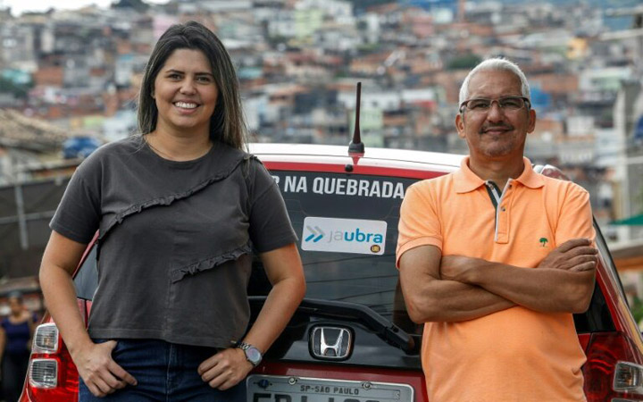 Brazilian Alvimar da Silva, with daughter Aline Landim, created JaUbra to serve poor Sao Paulo communities that Uber avoids.