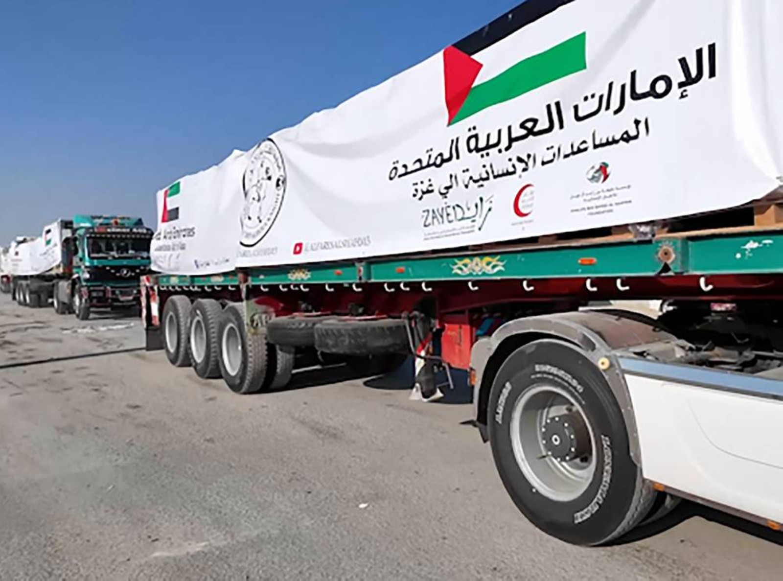 47 UAE trucks carrying 605 tonnes of humanitarian aid arrive in Gaza