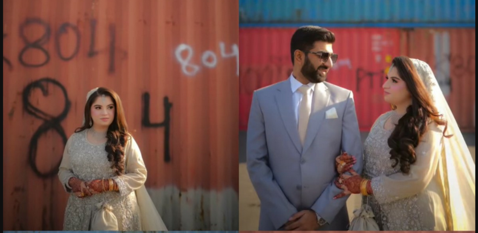 Islamabad couple captures their wedding photoshoot in front of containers amid PTI protest