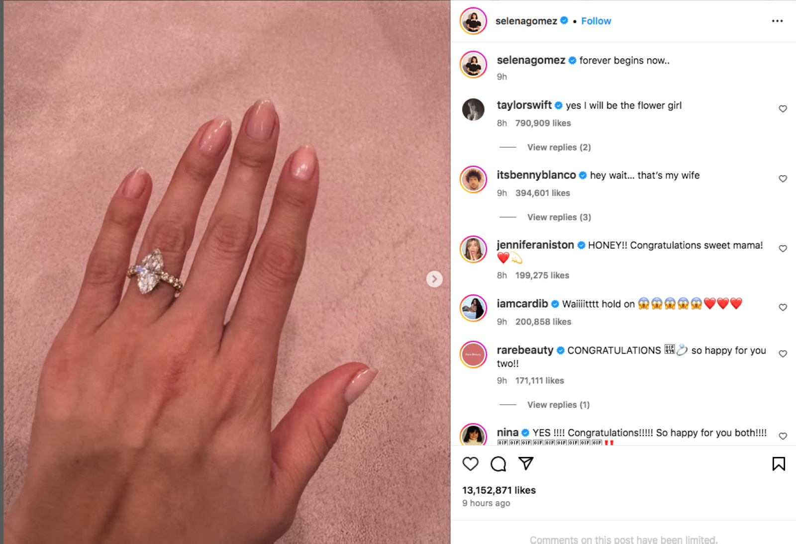 US actress-singer Selena Gomez announces engagement with Benny Blanco