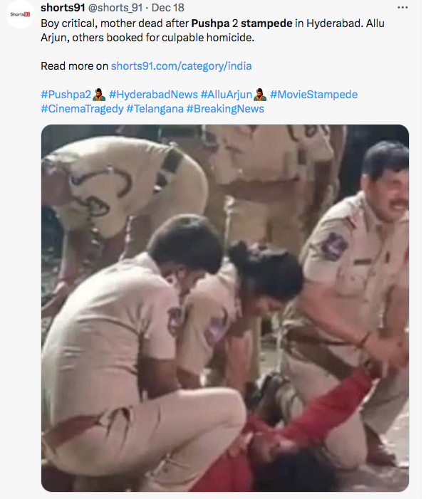 Stampede during Pushpa 2 screening leaves 9-year-old Indian boy brain-damaged