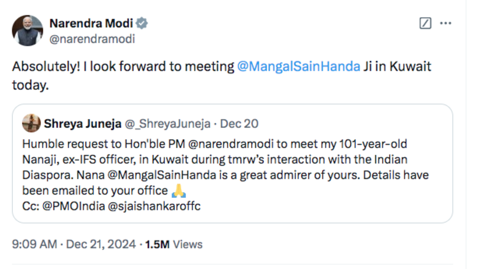 Indian PM Modi gets rousing welcome in Kuwait