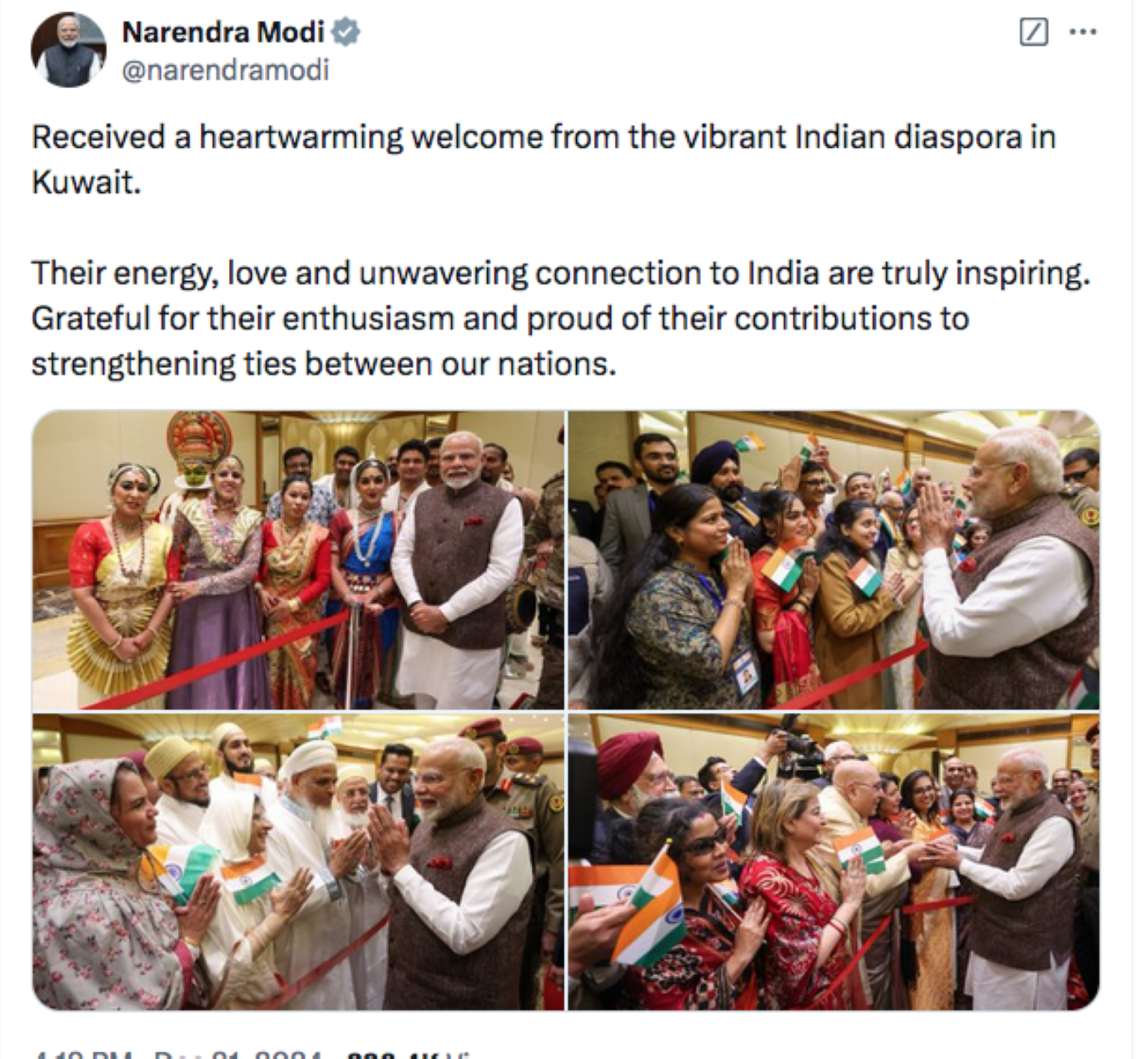 Indian PM Modi gets rousing welcome in Kuwait