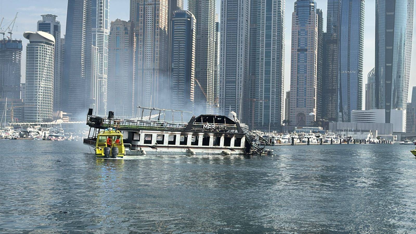 Dubai civil defence douses boat blaze in Marina Harbour