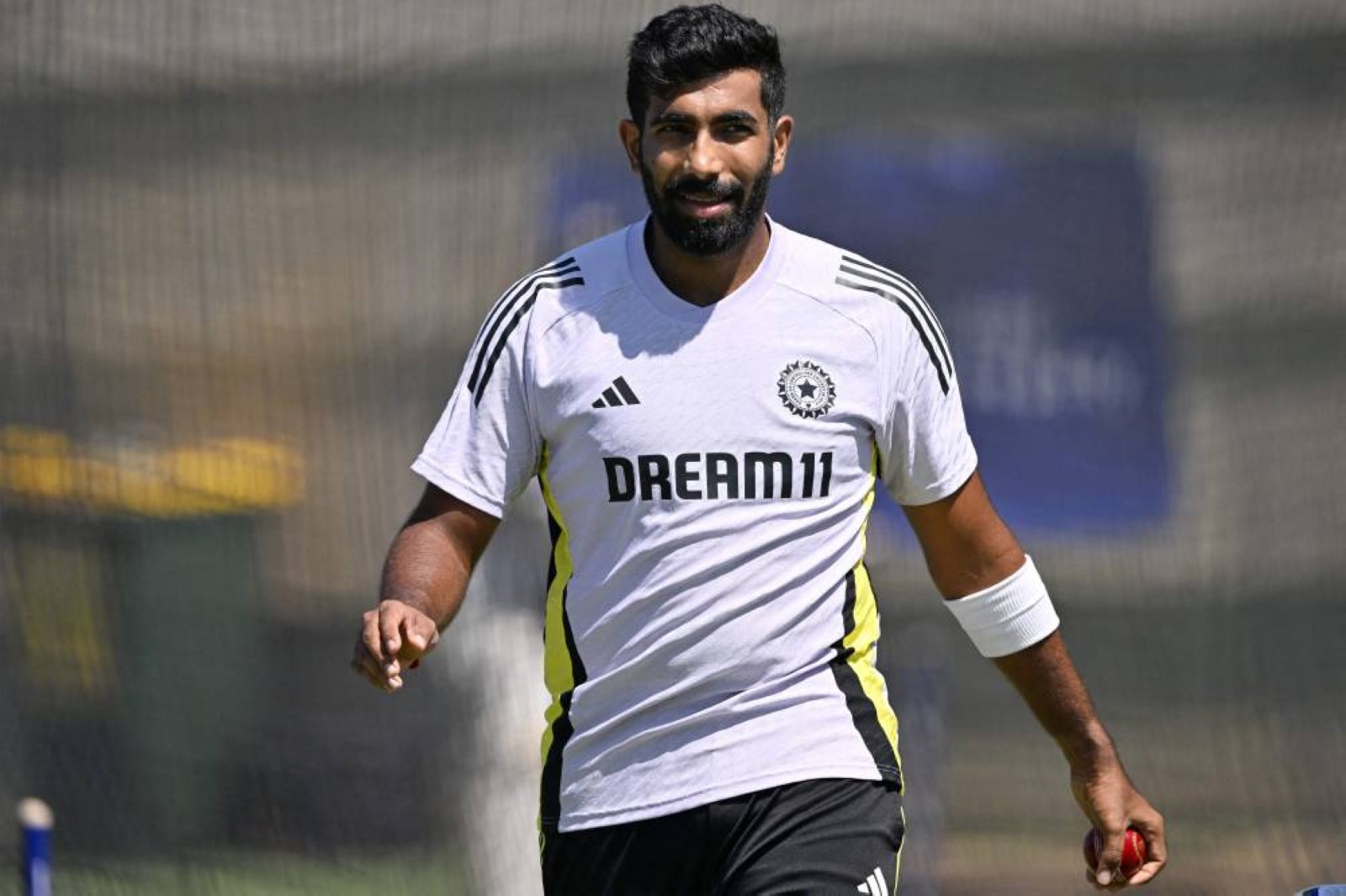 India's Jasprit Bumrah prepares to ball during a practice session at the Optus Stadium in Perth. Agence France-Presse
