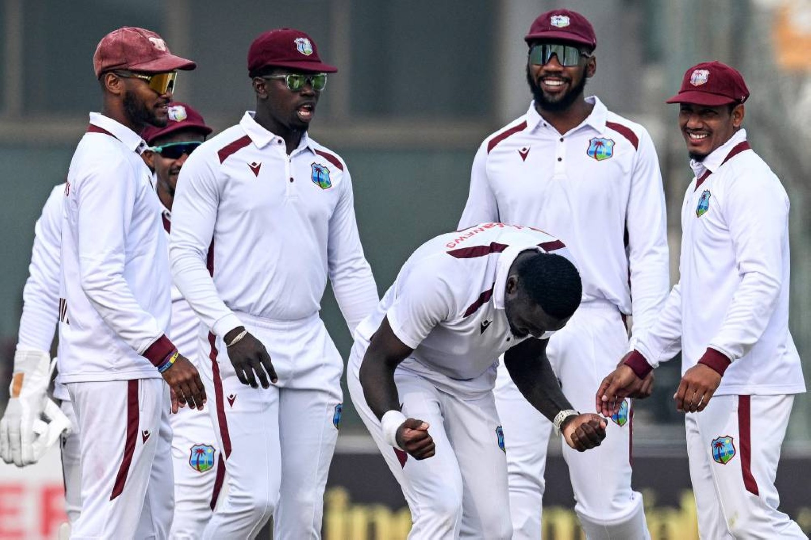 Jayden Seales leaves Pakistan struggling at 86-4 in weather-hit first Test