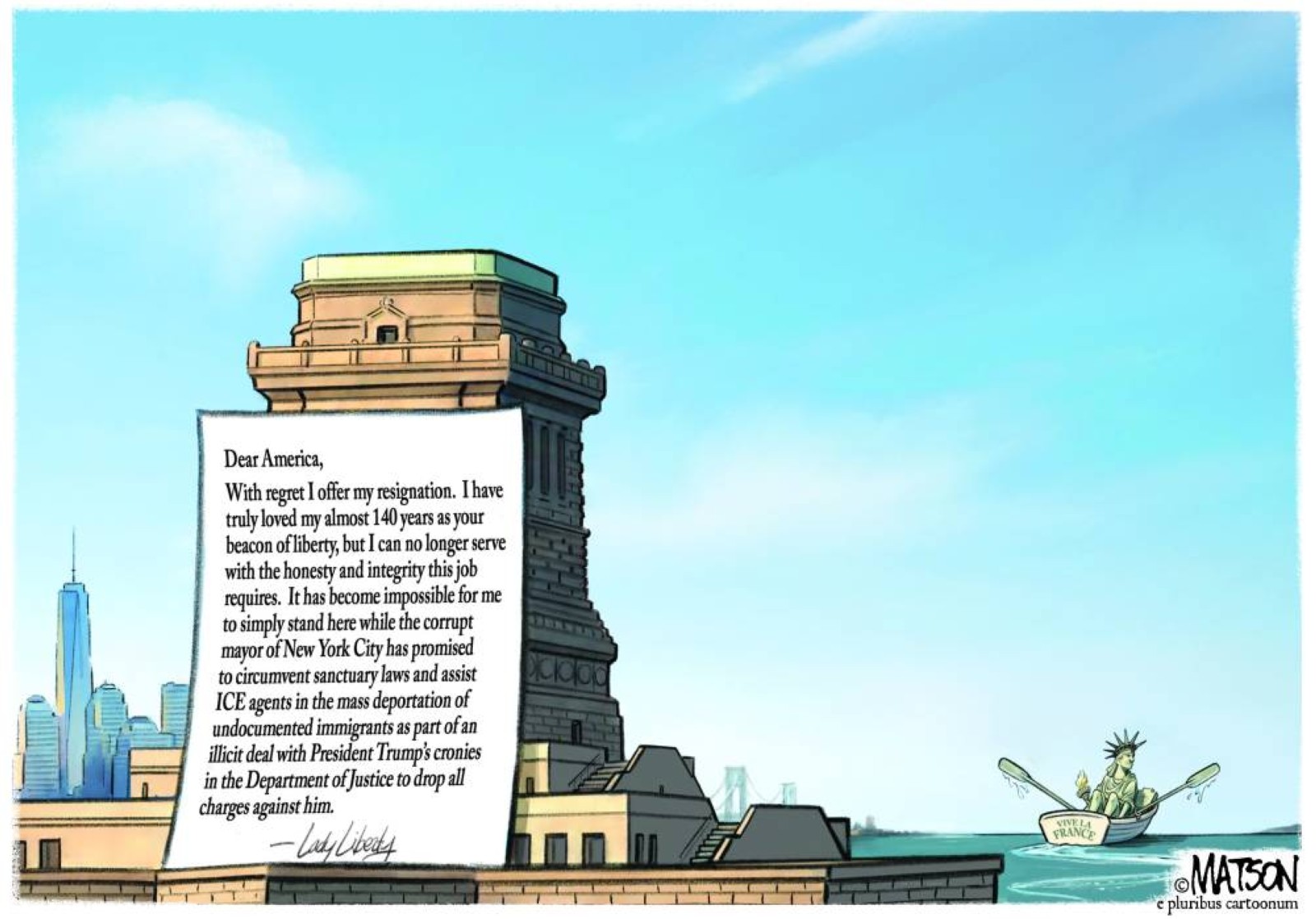 Statue of liberty resigns