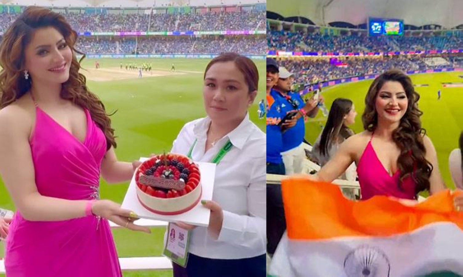 Bollywood star Urvashi celebrates her birthday during India-Pakistan match in Dubai
