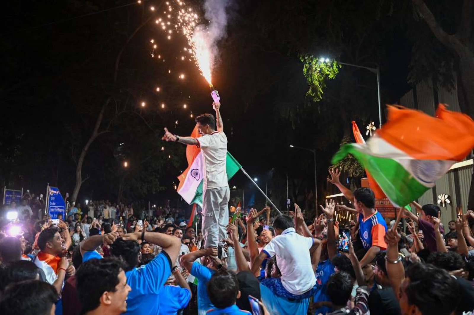 India clashes injure four in cricket win celebrations