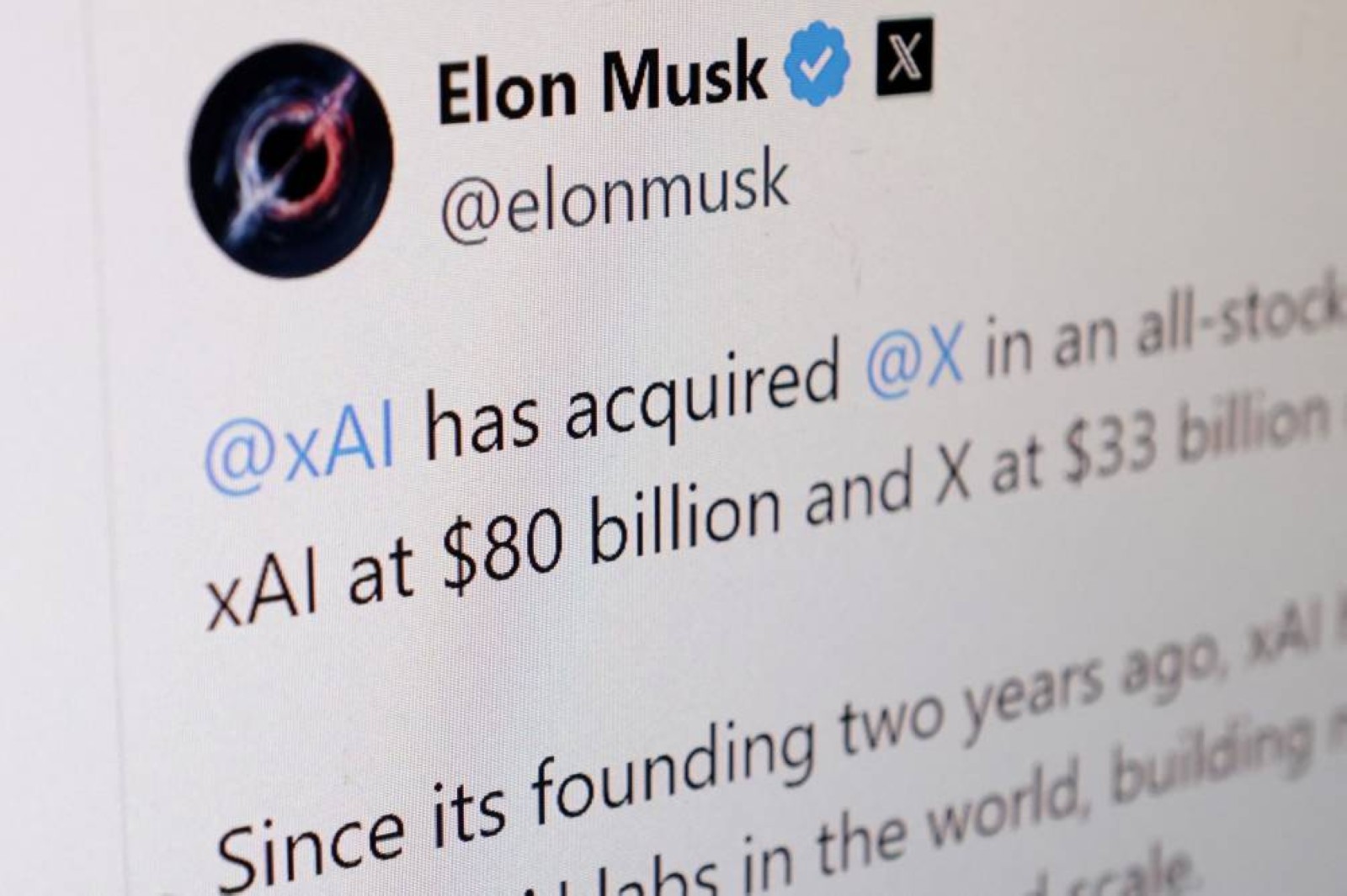 Musk's xAI buys social media platform X, valued at $33 billion