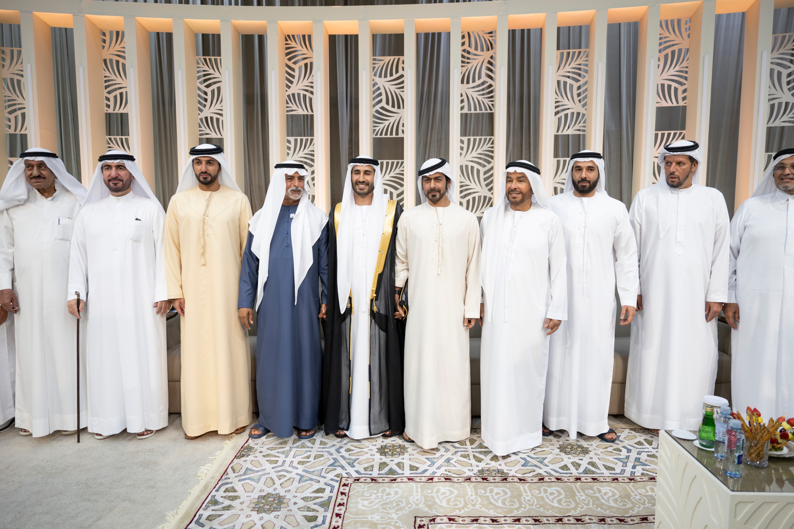 Nahyan Bin Mubarak, Khalifa Bin Tahnoon, Rashid Bin Humaid attend Mohammed Rashid Omran Bin Taryam's wedding reception in Sharjah