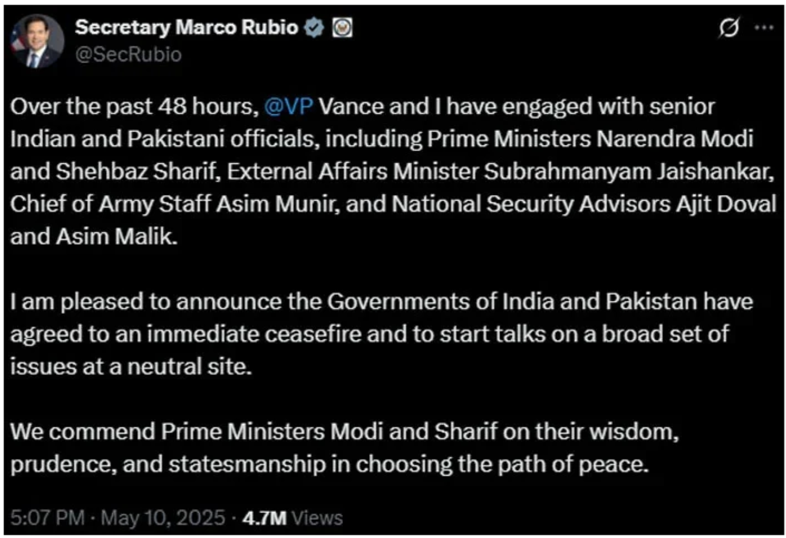 'Hugely welcome:' World reacts after India, Pakistan agree to stop firing
