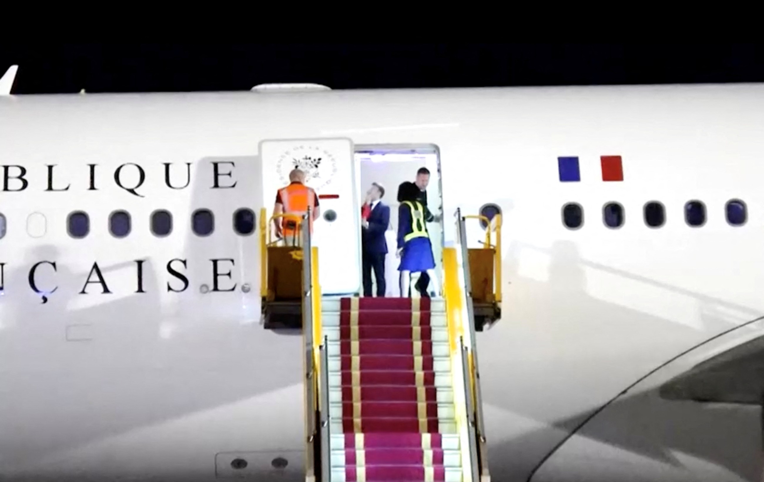 French President Macron pushed on face by wife, video goes viral