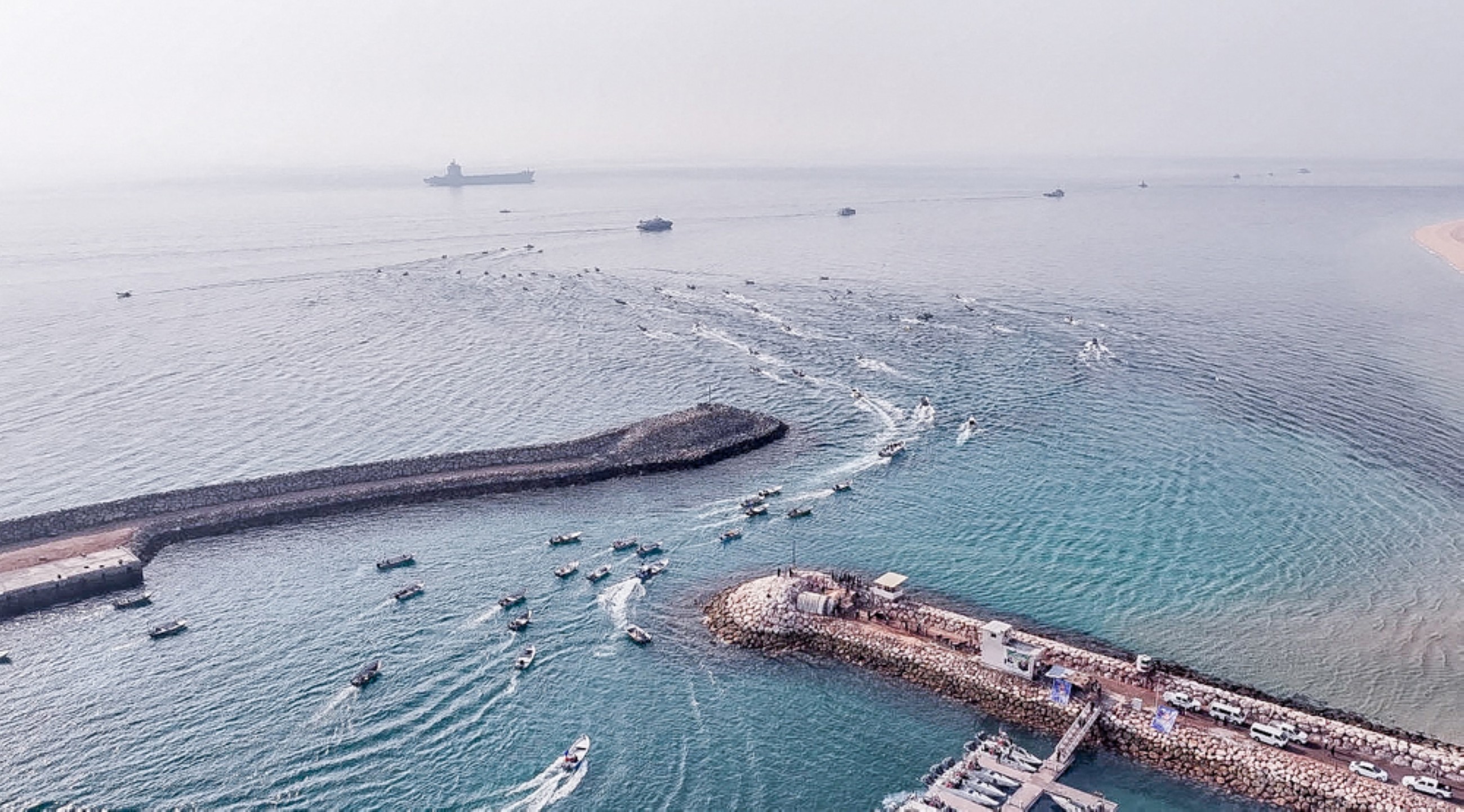 Videograb shows Iranian naval vessels near the island of Abu Musa, off the coast of UAE.  File/ AFP