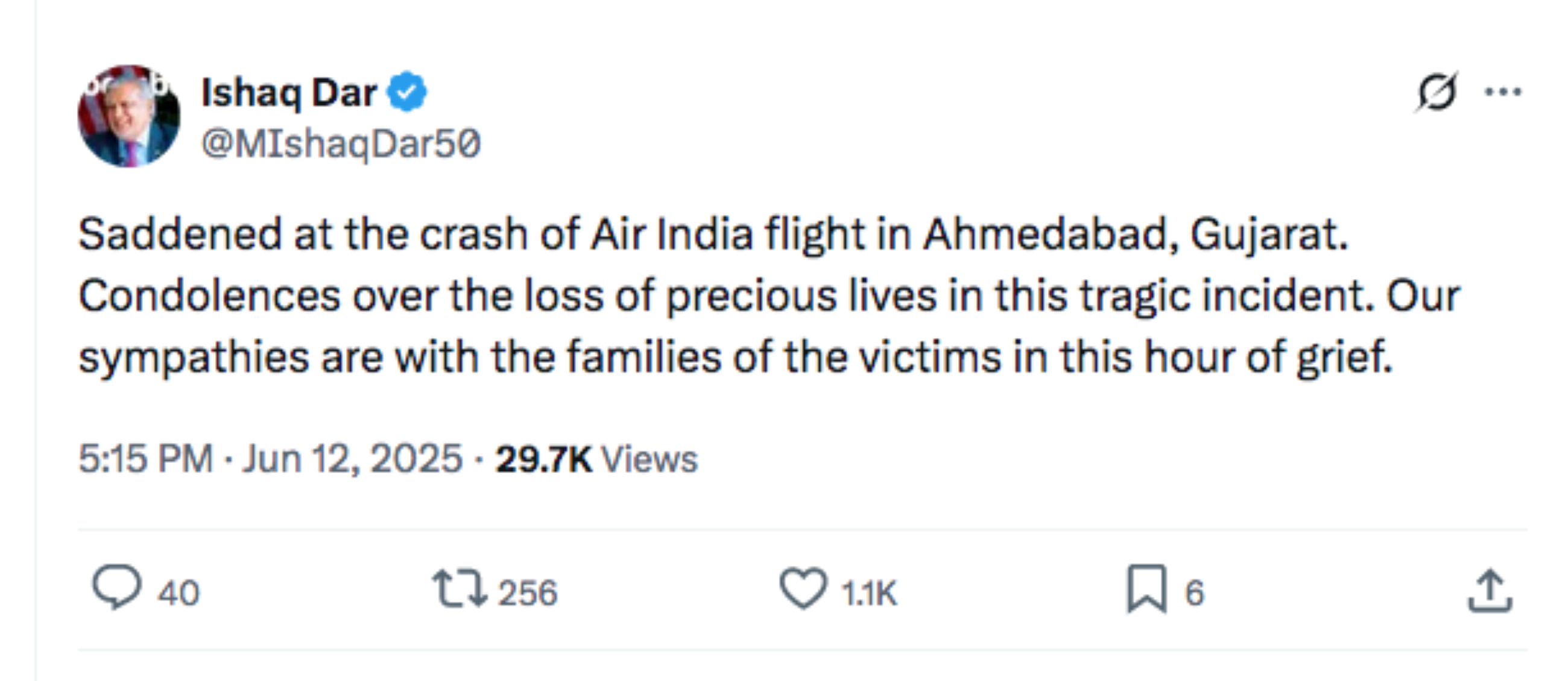 Pakistan 'saddened' by deadly plane crash in India